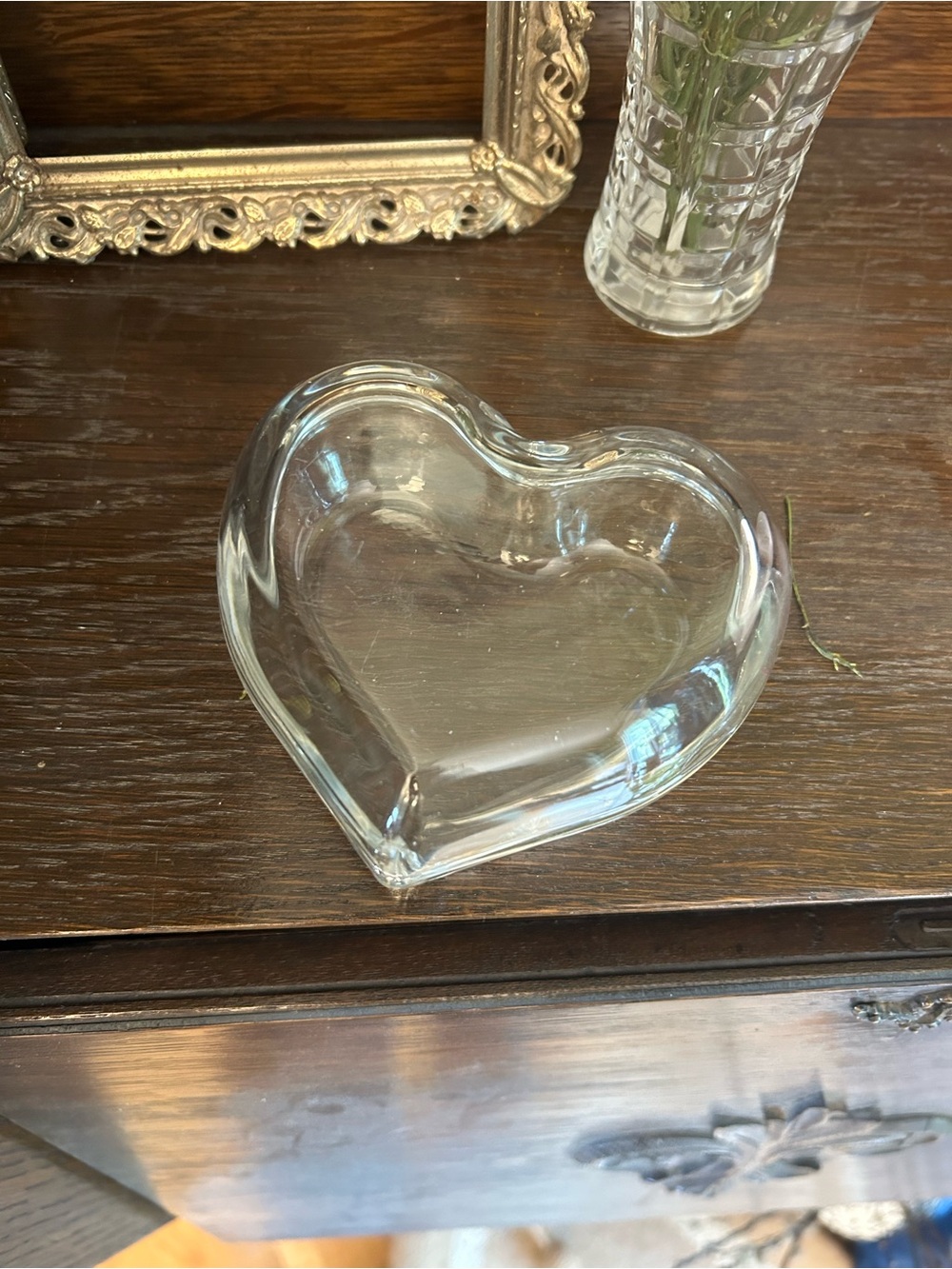 Clear Heart Shaped Glass Trinket Dish
